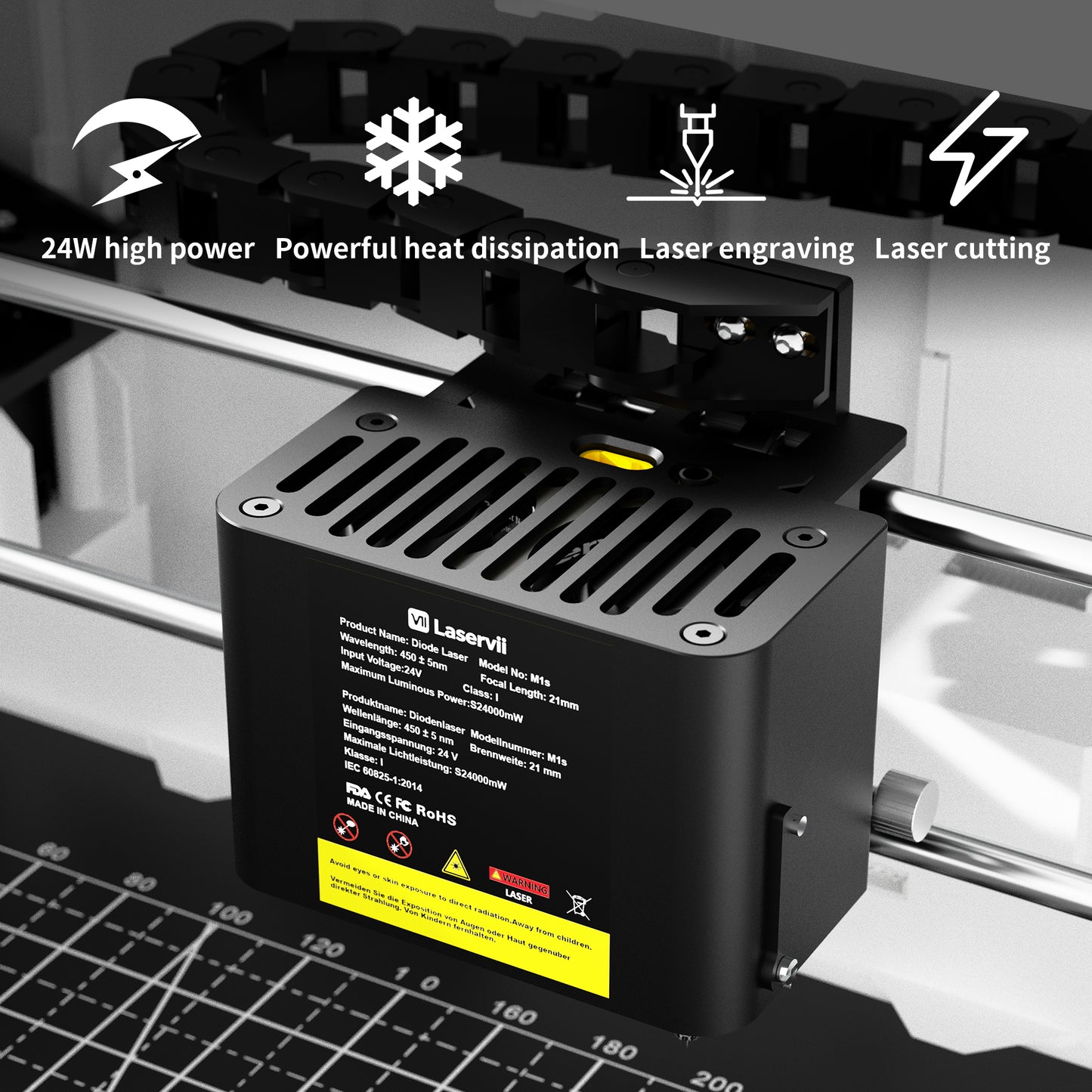 Laservii M1s Lasergravurmaschinen-24W-Laserset