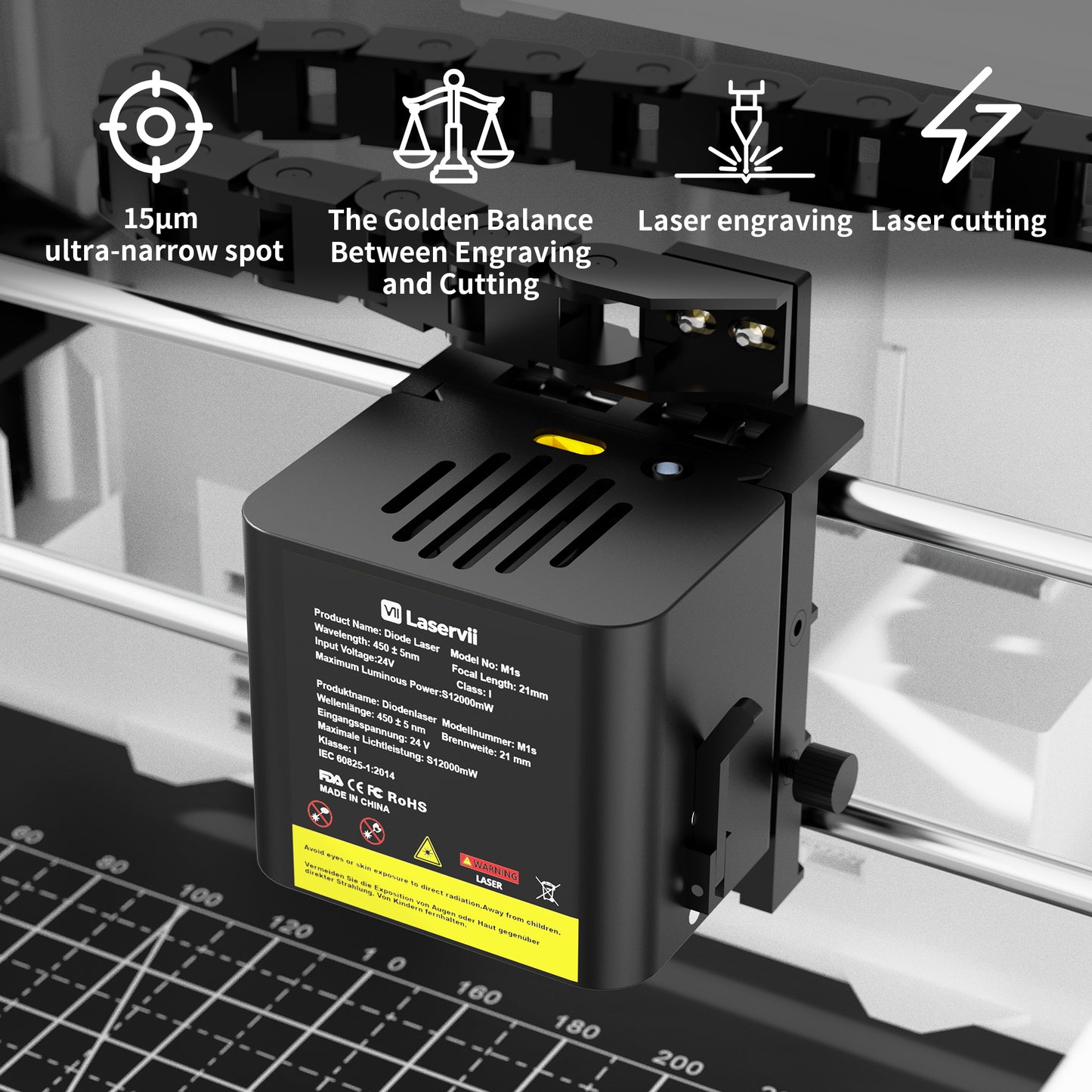 Laservii M1s Lasergravurmaschinen-12W-Laserset