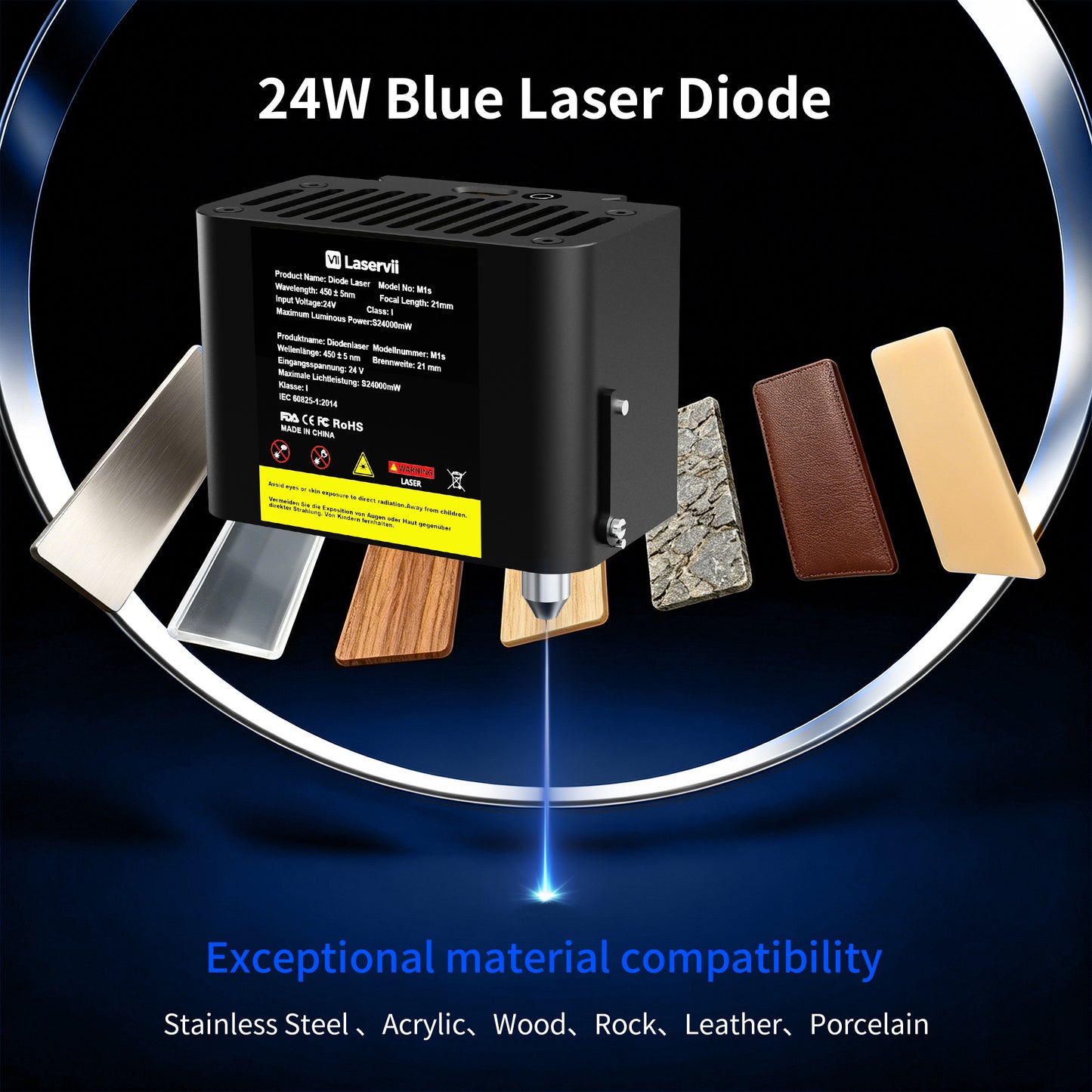 Laservii M1s Lasergravurmaschinen-24W-Laserset