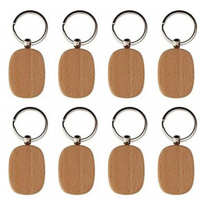 Wooden ID Tags Blank Rectangle Wooden Key Chain Diy - Laservii Store