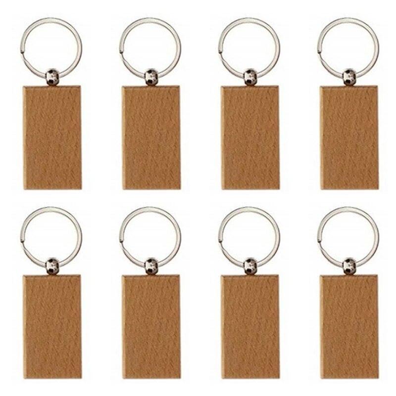 Wooden ID Tags Blank Rectangle Wooden Key Chain Diy - Laservii Store