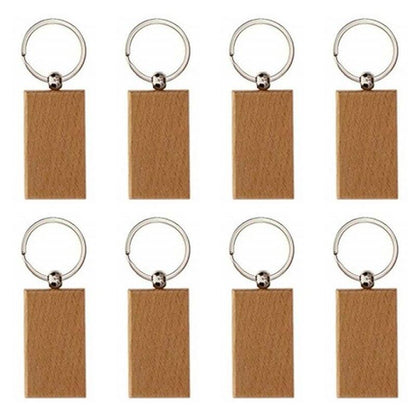 Wooden ID Tags Blank Rectangle Wooden Key Chain Diy - Laservii Store